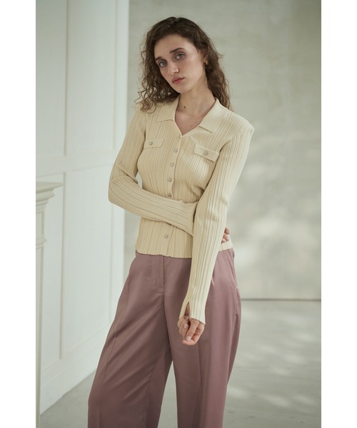 Estella.K(エステラケー)の「Julie Rib Knit Top スキッパーランダムリブニットプルオーバー(ニット/セーター・レディース・ブラック/アイボリー/ピンク系その他・FREE)」の11枚目の写真