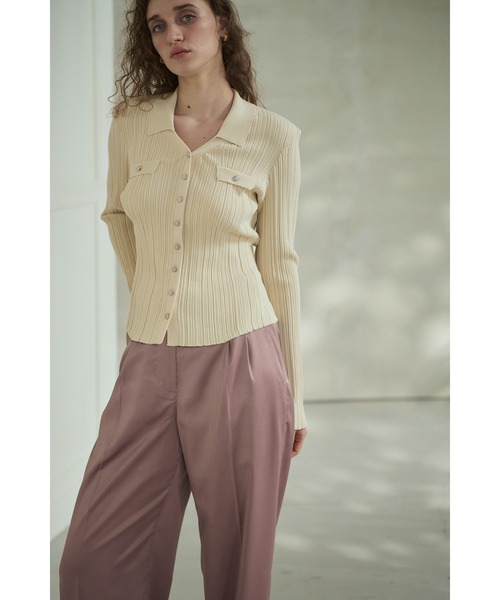 Estella.K(エステラケー)の「Julie Rib Knit Top スキッパーランダムリブニットプルオーバー(ニット/セーター・レディース・ブラック/アイボリー/ピンク系その他・FREE)」の4枚目の写真