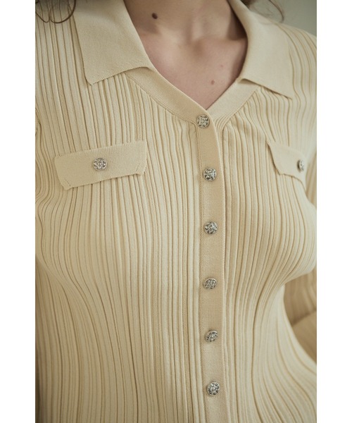 Estella.K(エステラケー)の「Julie Rib Knit Top スキッパーランダムリブニットプルオーバー(ニット/セーター・レディース・ブラック/アイボリー/ピンク系その他・FREE)」の13枚目の写真