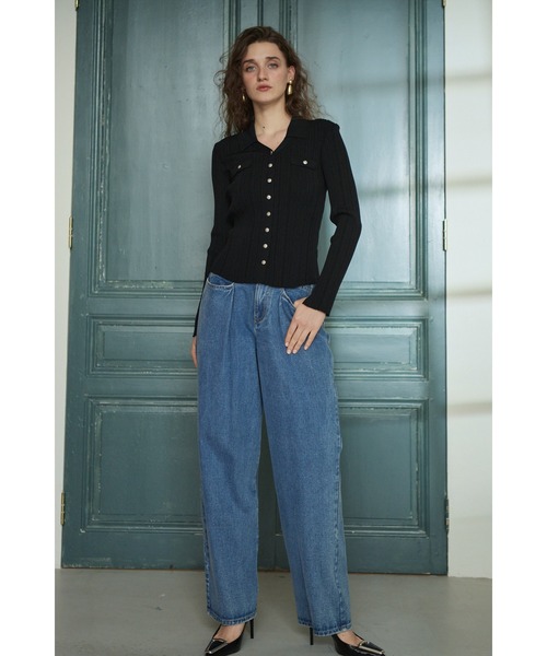 Estella.K(エステラケー)の「Julie Rib Knit Top スキッパーランダムリブニットプルオーバー(ニット/セーター・レディース・ブラック/アイボリー/ピンク系その他・FREE)」の22枚目の写真