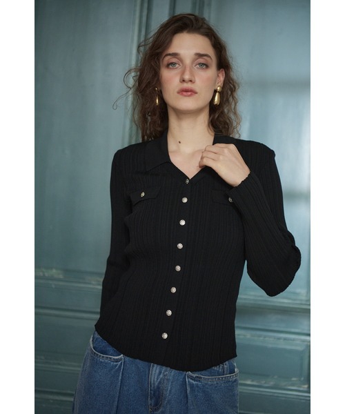 Estella.K(エステラケー)の「Julie Rib Knit Top スキッパーランダムリブニットプルオーバー(ニット/セーター・レディース・ブラック/アイボリー/ピンク系その他・FREE)」の19枚目の写真