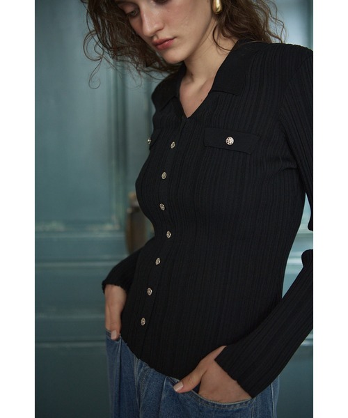 Estella.K(エステラケー)の「Julie Rib Knit Top スキッパーランダムリブニットプルオーバー(ニット/セーター・レディース・ブラック/アイボリー/ピンク系その他・FREE)」の21枚目の写真