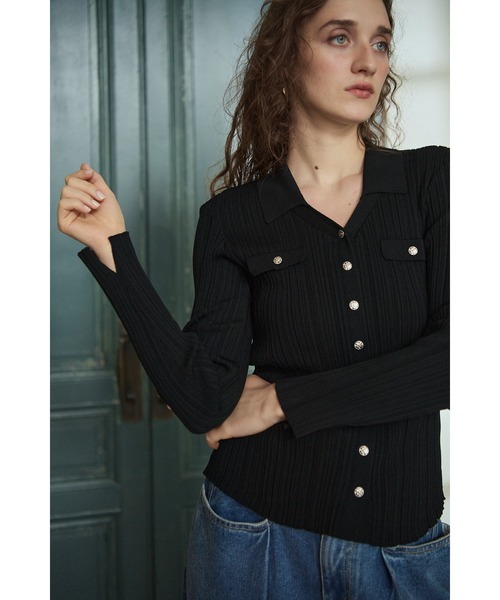 Estella.K(エステラケー)の「Julie Rib Knit Top スキッパーランダムリブニットプルオーバー(ニット/セーター・レディース・ブラック/アイボリー/ピンク系その他・FREE)」の20枚目の写真