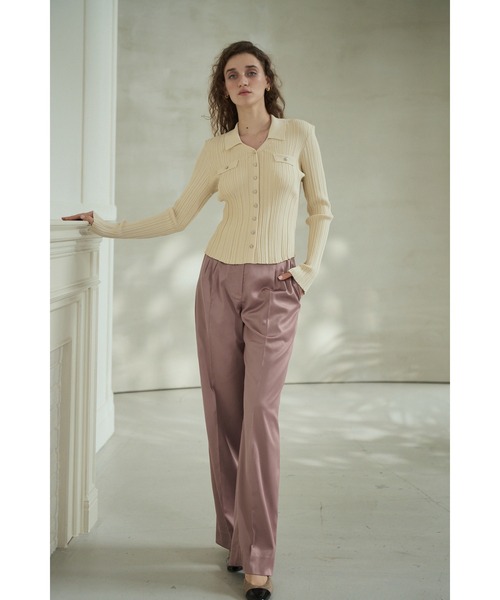 Estella.K(エステラケー)の「Julie Rib Knit Top スキッパーランダムリブニットプルオーバー(ニット/セーター・レディース・ブラック/アイボリー/ピンク系その他・FREE)」の14枚目の写真