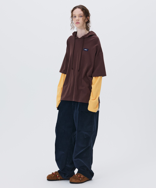 NOHANT（ノアン）の「SOFT LAYERED HOODIE T-SHIRT BROWN（パーカー・メンズ・ダークブラウン・SMALL/MEDIUM/LARGE）」の2枚目の写真