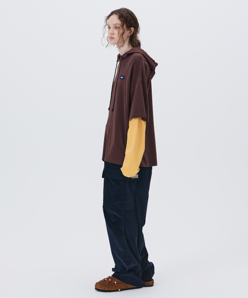 NOHANT（ノアン）の「SOFT LAYERED HOODIE T-SHIRT BROWN（パーカー・メンズ・ダークブラウン・SMALL/MEDIUM/LARGE）」の4枚目の写真