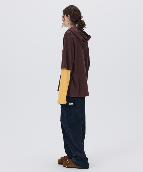 NOHANT（ノアン）の「SOFT LAYERED HOODIE T-SHIRT BROWN（パーカー・メンズ・ダークブラウン・SMALL/MEDIUM/LARGE）」の5枚目の写真