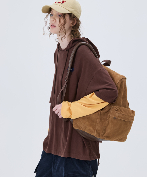 NOHANT（ノアン）の「SOFT LAYERED HOODIE T-SHIRT BROWN（パーカー・メンズ・ダークブラウン・SMALL/MEDIUM/LARGE）」の6枚目の写真