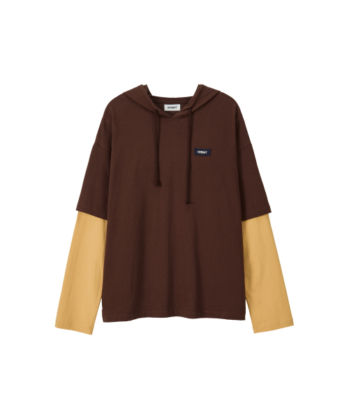 NOHANT（ノアン）の「SOFT LAYERED HOODIE T-SHIRT BROWN（パーカー・メンズ・ダークブラウン・SMALL/MEDIUM/LARGE）」の9枚目の写真