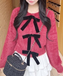 INGNI | ベロアリボンフェザーニットカーディガン(カーディガン/ボレロ)