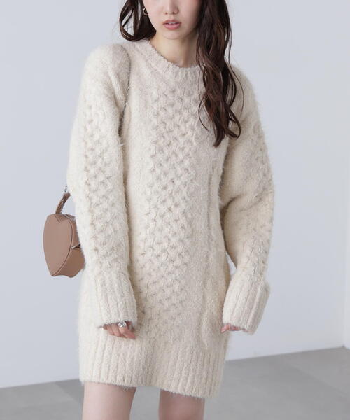 ◇テディヤーンケーブル編みミニワンピース（ワンピース）｜FREE'S