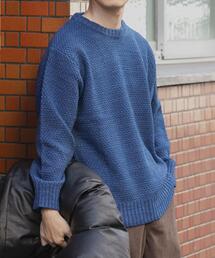 マシンウォッシャブル クルーネックカノコニット