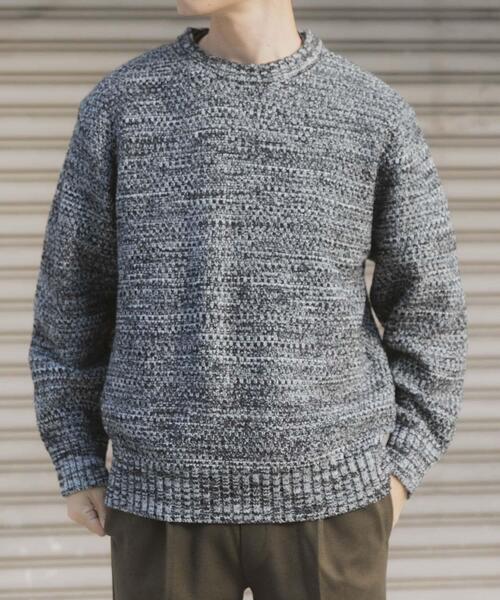 ITEMS URBANRESEARCH（アイテムズ アーバンリサーチ）の「マシンウォッシャブル クルーネックカノコニット（ニット/セーター・メンズ・ブラック/グレー/ブラウン/オレンジ/ブルー系その他・MEDIUM/LARGE）」の2枚目の写真