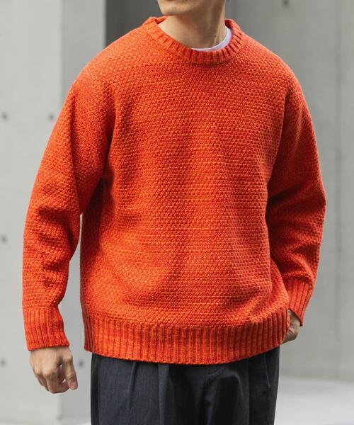 ITEMS URBANRESEARCH（アイテムズ アーバンリサーチ）の「マシンウォッシャブル クルーネックカノコニット（ニット/セーター・メンズ・ブラック/グレー/ブラウン/オレンジ/ブルー系その他・MEDIUM/LARGE）」の17枚目の写真