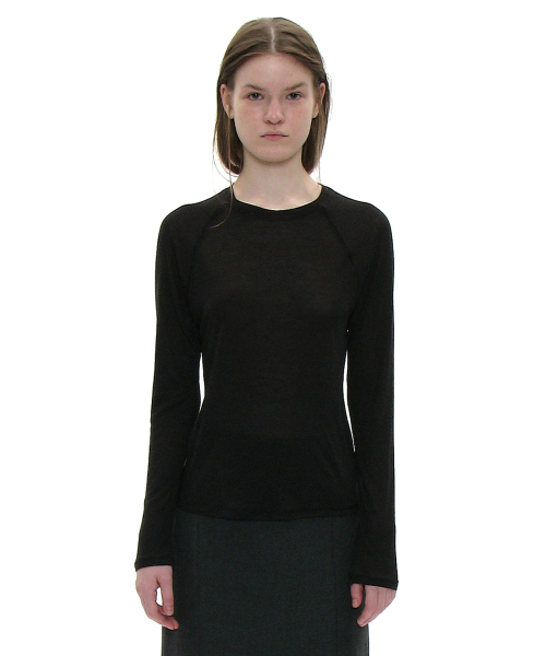 PARTIMENTO WOMEN(パルティメントウィメン)の「PWC シア レグラン ロングスリーブ Tシャツ_ブラック(Tシャツ/カットソー・レディース・その他・LARGE/SMALL/MEDIUM)」の1枚目の写真