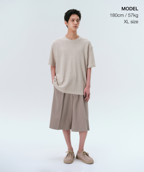 MUSINSA STANDARD（ムシンサスタンダード）の「リラックスドクロシェニットTシャツ[マッシュルーム]（Tシャツ/カットソー・メンズ・その他・X-LARGE/XX-LARGE/SMALL/MEDIUM/LARGE）」の2枚目の写真