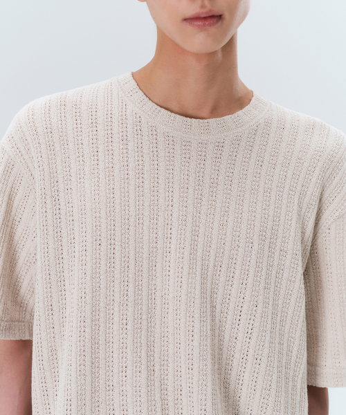 MUSINSA STANDARD（ムシンサスタンダード）の「リラックスドクロシェニットTシャツ[マッシュルーム]（Tシャツ/カットソー・メンズ・その他・X-LARGE/XX-LARGE/SMALL/MEDIUM/LARGE）」の4枚目の写真