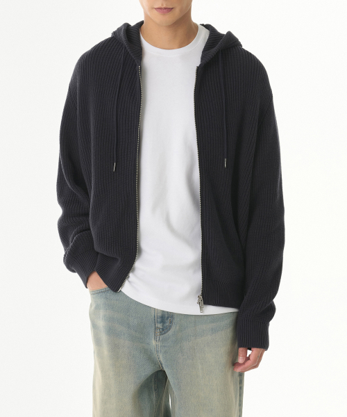 MUSINSA STANDARD（ムシンサスタンダード）の「リブニットフードパーカー [アイアングレー]（ニット/セーター・メンズ・その他・XX-LARGE/LARGE/MEDIUM/X-LARGE/SMALL）」の2枚目の写真