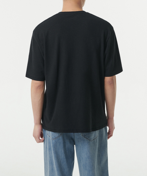 MUSINSA STANDARD（ムシンサスタンダード）の「リネンブレンドリラックスクルーネックTシャツ[ブラック]（Tシャツ/カットソー・メンズ・その他・LARGE/MEDIUM/SMALL/X-LARGE/XX-LARGE）」の3枚目の写真