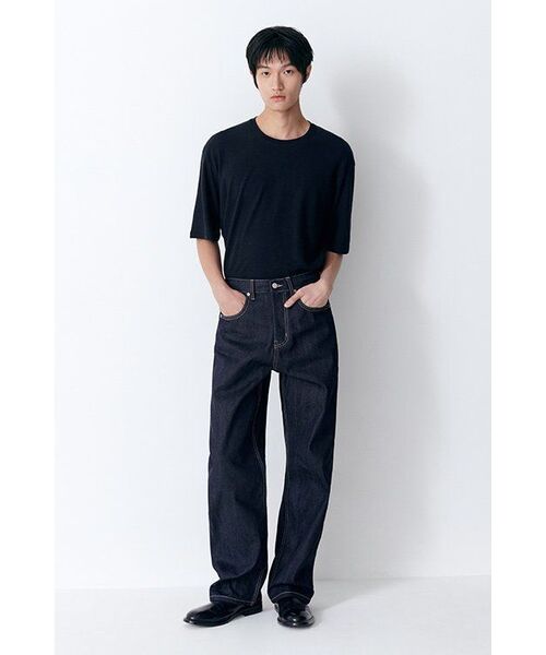 MUSINSA STANDARD（ムシンサスタンダード）の「リネンブレンドリラックスクルーネックTシャツ[ブラック]（Tシャツ/カットソー・メンズ・その他・LARGE/MEDIUM/SMALL/X-LARGE/XX-LARGE）」の6枚目の写真