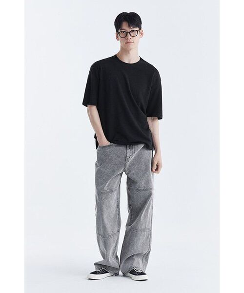 MUSINSA STANDARD（ムシンサスタンダード）の「リネンブレンドリラックスクルーネックTシャツ[ブラック]（Tシャツ/カットソー・メンズ・その他・LARGE/MEDIUM/SMALL/X-LARGE/XX-LARGE）」の7枚目の写真