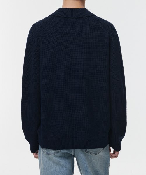 MUSINSA STANDARD（ムシンサスタンダード）の「コットンリブカラー ニット [ネイビー]（ニット/セーター・メンズ・その他・SMALL/MEDIUM/LARGE/X-LARGE/XX-LARGE）」の2枚目の写真