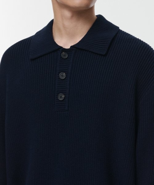 MUSINSA STANDARD（ムシンサスタンダード）の「コットンリブカラー ニット [ネイビー]（ニット/セーター・メンズ・その他・SMALL/MEDIUM/LARGE/X-LARGE/XX-LARGE）」の3枚目の写真