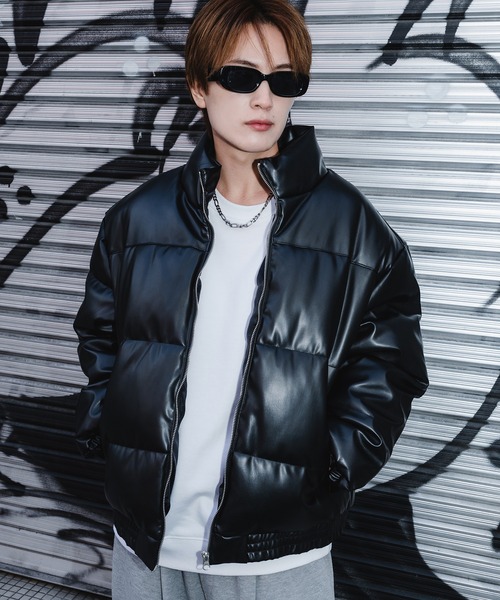 improves(インプローブス)の「ヴィンテージ PU パフジャケット(ブルゾン・メンズ・ブラウン/ブラック・LARGE/MEDIUM)」の2枚目の写真