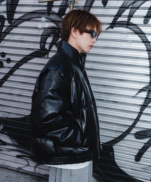 improves(インプローブス)の「ヴィンテージ PU パフジャケット(ブルゾン・メンズ・ブラウン/ブラック・LARGE/MEDIUM)」の4枚目の写真
