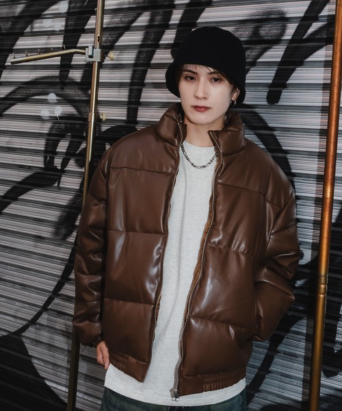 improves(インプローブス)の「ヴィンテージ PU パフジャケット(ブルゾン・メンズ・ブラウン/ブラック・LARGE/MEDIUM)」の9枚目の写真