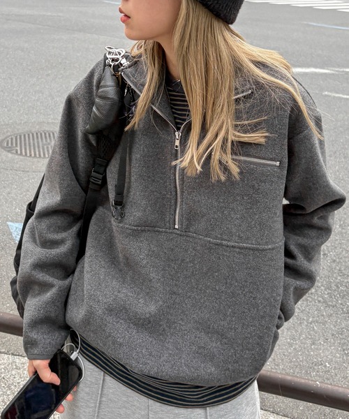 feepur（フェピュール）の「ハーフジップフリース（その他トップス・レディース・チャコールグレー/ブラウン・MEDIUM）」の16枚目の写真