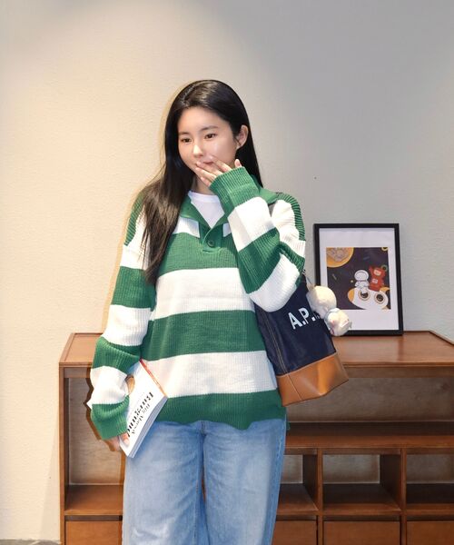 NODU（ノードユー）の「ボールドラグビーアランニット[グリーン]（ニット/セーター・レディース・その他・LARGE/MEDIUM）」の8枚目の写真