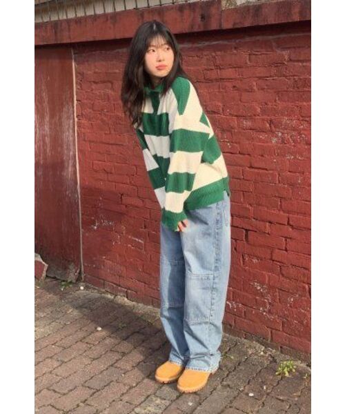 NODU（ノードユー）の「ボールドラグビーアランニット[グリーン]（ニット/セーター・レディース・その他・LARGE/MEDIUM）」の4枚目の写真