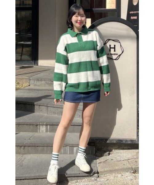 NODU（ノードユー）の「ボールドラグビーアランニット[グリーン]（ニット/セーター・レディース・その他・LARGE/MEDIUM）」の6枚目の写真