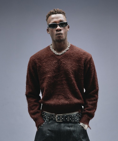 ANDER HUNK（アンダーハンク）の「Damaged Shaggy V-neck Knit / ダメージシャギーVネックニット（ニット/セーター・メンズ・ブラック/カーキ/ブラウン・SMALL/MEDIUM/LARGE）」の20枚目の写真