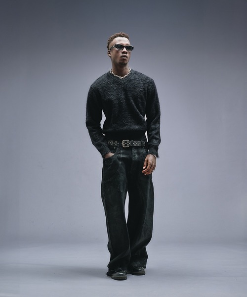 ANDER HUNK（アンダーハンク）の「Damaged Shaggy V-neck Knit / ダメージシャギーVネックニット（ニット/セーター・メンズ・ブラック/カーキ/ブラウン・SMALL/MEDIUM/LARGE）」の13枚目の写真