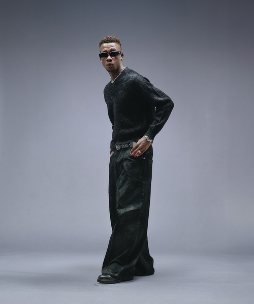 ANDER HUNK（アンダーハンク）の「Damaged Shaggy V-neck Knit / ダメージシャギーVネックニット（ニット/セーター・メンズ・ブラック/カーキ/ブラウン・SMALL/MEDIUM/LARGE）」の14枚目の写真