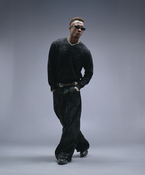 ANDER HUNK（アンダーハンク）の「Damaged Shaggy V-neck Knit / ダメージシャギーVネックニット（ニット/セーター・メンズ・ブラック/カーキ/ブラウン・SMALL/MEDIUM/LARGE）」の15枚目の写真