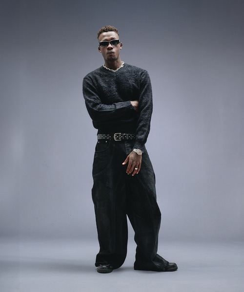 ANDER HUNK（アンダーハンク）の「Damaged Shaggy V-neck Knit / ダメージシャギーVネックニット（ニット/セーター・メンズ・ブラック/カーキ/ブラウン・SMALL/MEDIUM/LARGE）」の16枚目の写真