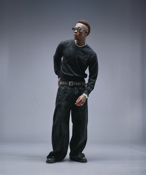 ANDER HUNK（アンダーハンク）の「Damaged Shaggy V-neck Knit / ダメージシャギーVネックニット（ニット/セーター・メンズ・ブラック/カーキ/ブラウン・SMALL/MEDIUM/LARGE）」の18枚目の写真