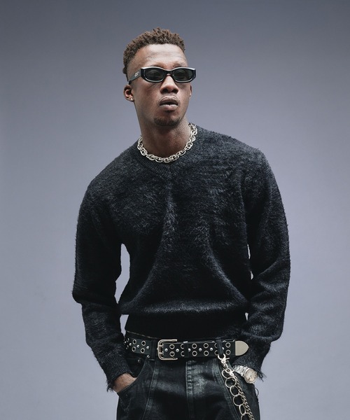 ANDER HUNK（アンダーハンク）の「Damaged Shaggy V-neck Knit / ダメージシャギーVネックニット（ニット/セーター・メンズ・ブラック/カーキ/ブラウン・SMALL/MEDIUM/LARGE）」の8枚目の写真