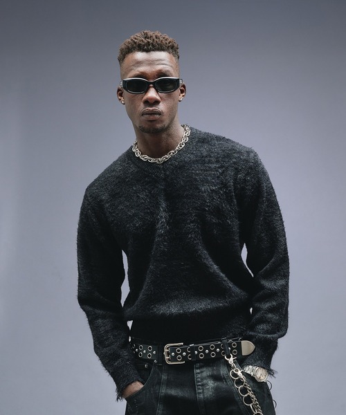 ANDER HUNK（アンダーハンク）の「Damaged Shaggy V-neck Knit / ダメージシャギーVネックニット（ニット/セーター・メンズ・ブラック/カーキ/ブラウン・SMALL/MEDIUM/LARGE）」の9枚目の写真