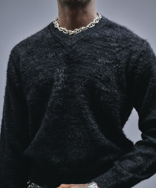 ANDER HUNK（アンダーハンク）の「Damaged Shaggy V-neck Knit / ダメージシャギーVネックニット（ニット/セーター・メンズ・ブラック/カーキ/ブラウン・SMALL/MEDIUM/LARGE）」の11枚目の写真