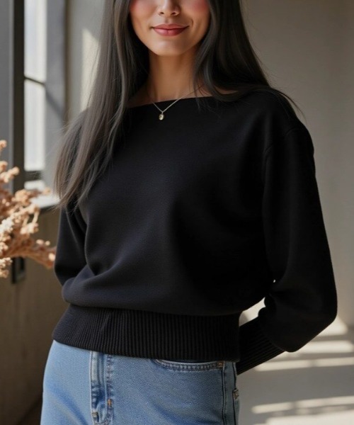 cammie(キャミー)の「袖リブオフショルダートップス(ニット/セーター・レディース・ベージュ/グレー/ブラック・F)」の10枚目の写真