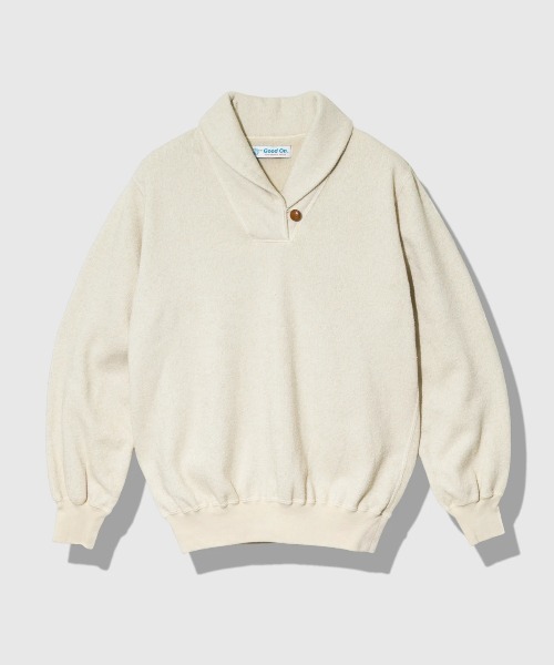 Good On(グッドオン)の「Good On/グッドオン SUPER FLEECE 1BUTTON SHAWL COLLER SWEAT(スウェット・レディース・クリーム・FREE)」の1枚目の写真
