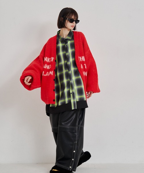 SeeSew(シーソー)の「【UNISEX】LOGO JQ CARDIGAN/ロゴジャガードカーディガン(カーディガン/ボレロ・メンズ・ブラック/レッド・M/L)」の7枚目の写真