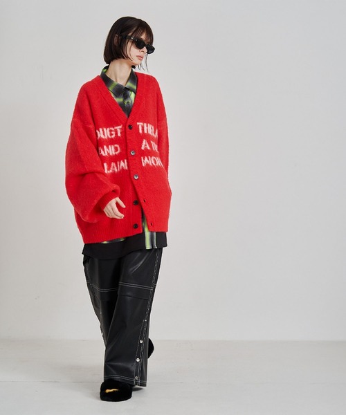 SeeSew(シーソー)の「【UNISEX】LOGO JQ CARDIGAN/ロゴジャガードカーディガン(カーディガン/ボレロ・メンズ・ブラック/レッド・M/L)」の8枚目の写真