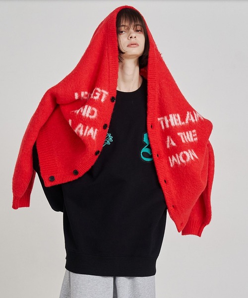 SeeSew(シーソー)の「【UNISEX】LOGO JQ CARDIGAN/ロゴジャガードカーディガン(カーディガン/ボレロ・メンズ・ブラック/レッド・M/L)」の19枚目の写真