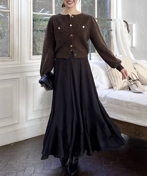 mysty woman（ミスティウーマン）の「カーデSETニットワンピース 635087（ワンピース・レディース・アイボリー/ブラウン/ベージュ・FREE）」の20枚目の写真