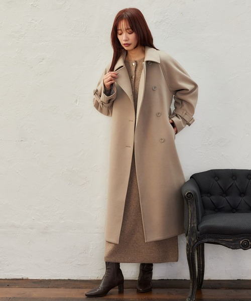 mysty woman（ミスティウーマン）の「カーデSETニットワンピース 635087（ワンピース・レディース・アイボリー/ブラウン/ベージュ・FREE）」の9枚目の写真